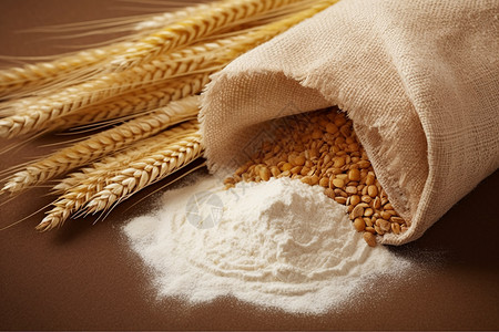 一袋粮食小麦淀粉原材料背景