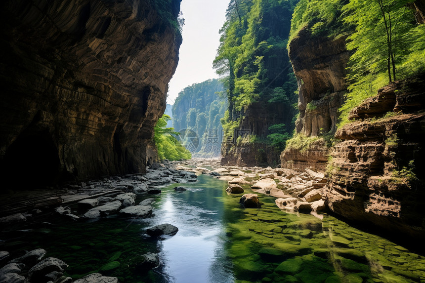 山谷中的河流图片