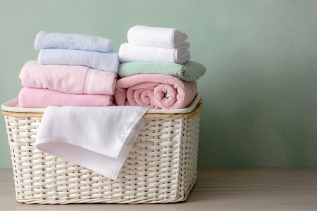 洗浴产品整理好的毛巾背景
