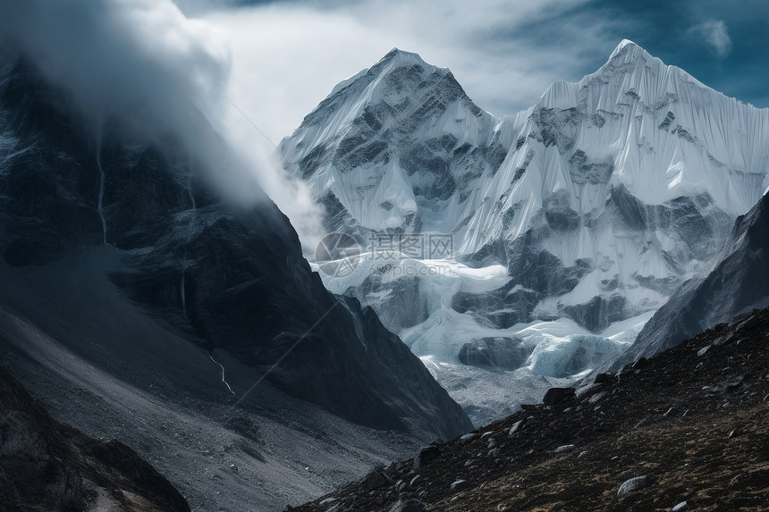 雄伟的高山冰川图片