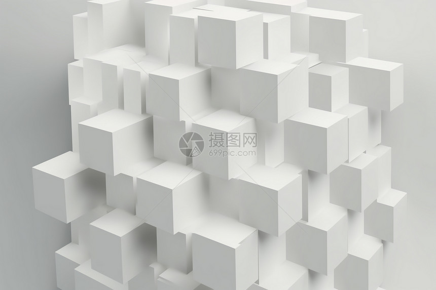 纯白色的立方体图片