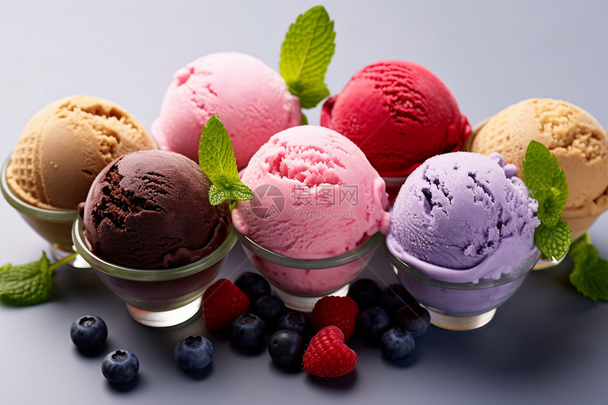 美味的冰淇淋圆球图片