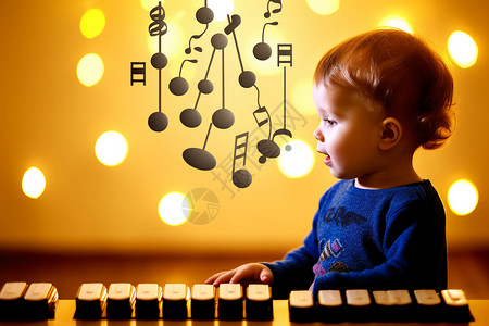 婴儿特写儿童的音乐教育设计图片
