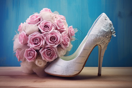 婚礼美丽的高跟鞋背景图片
