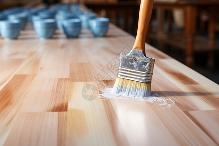 粉刷油漆的餐桌刷子高清图片素材