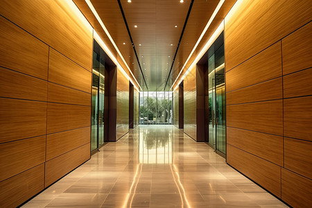 空旷的企业大楼走廊图片