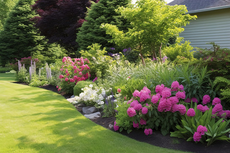 院子里的植物和花朵高清图片
