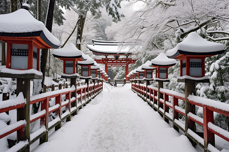 冬季的建筑和积雪图片