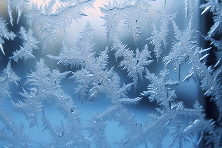 渐变图案冰雪花窗户上结的冰背景