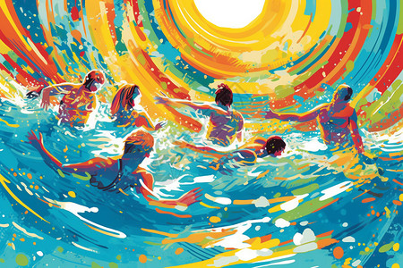 抽象的泳池派对插图背景图片
