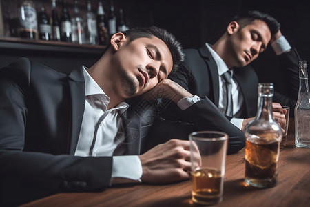醉酒的男子睡前喝酒高清图片