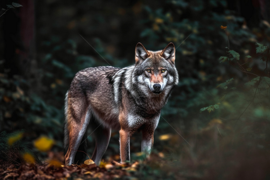森林中凶猛的狼图片