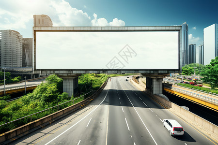 UI大屏道路上的广告牌背景
