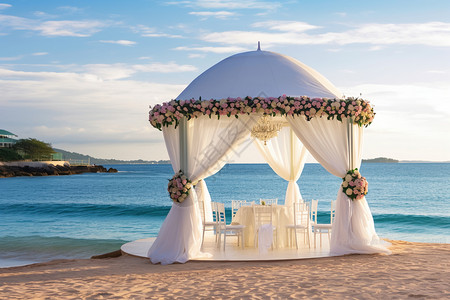 浪漫的海边婚礼背景图片