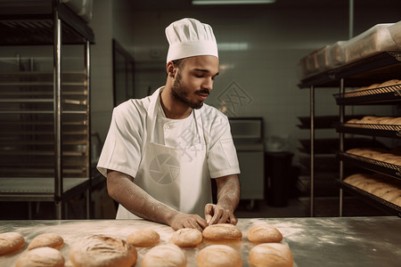 正在制作面包的厨师背景图片
