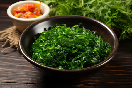 海藻植物美味健康的裙带菜背景