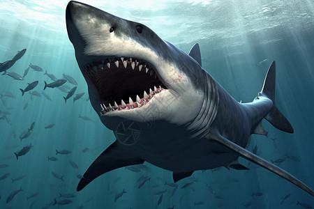 海底凶猛的巨齿鲨图片