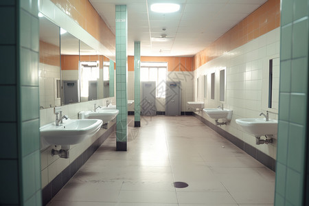 学校的公共洗手间图片