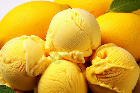 凉爽的芒果冰淇淋奶油高清图片素材