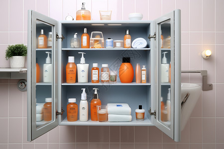 卫生间化妆品置物架背景图片