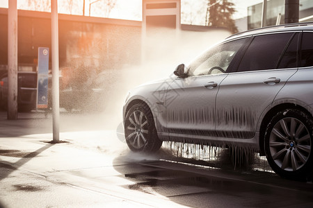 洗涤清洁的汽车泡沫高清图片素材
