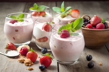 健康的水果酸奶图片