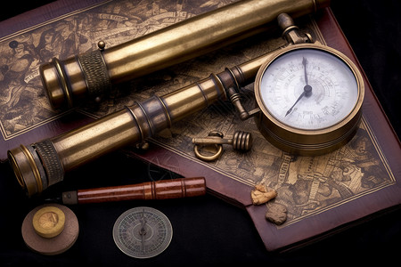 复古的古董指南针图片