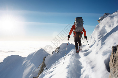 危险的雪山攀登背景图片