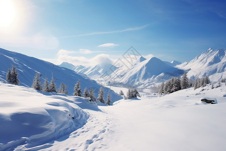 壮观的雪山山脉图片