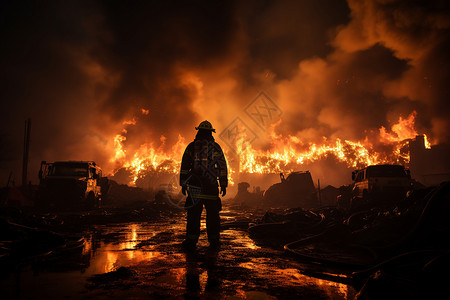 火场中的消防员图片
