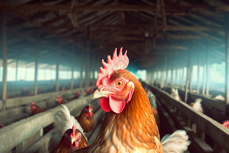 农场养殖的鸡牲畜高清图片素材