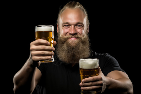享受啤酒的男人背景图片