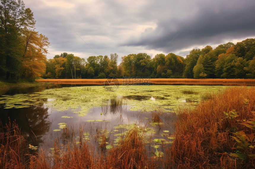 秋天的湿地公园景色图片