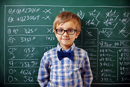 数学培训海报黑板前的小孩背景