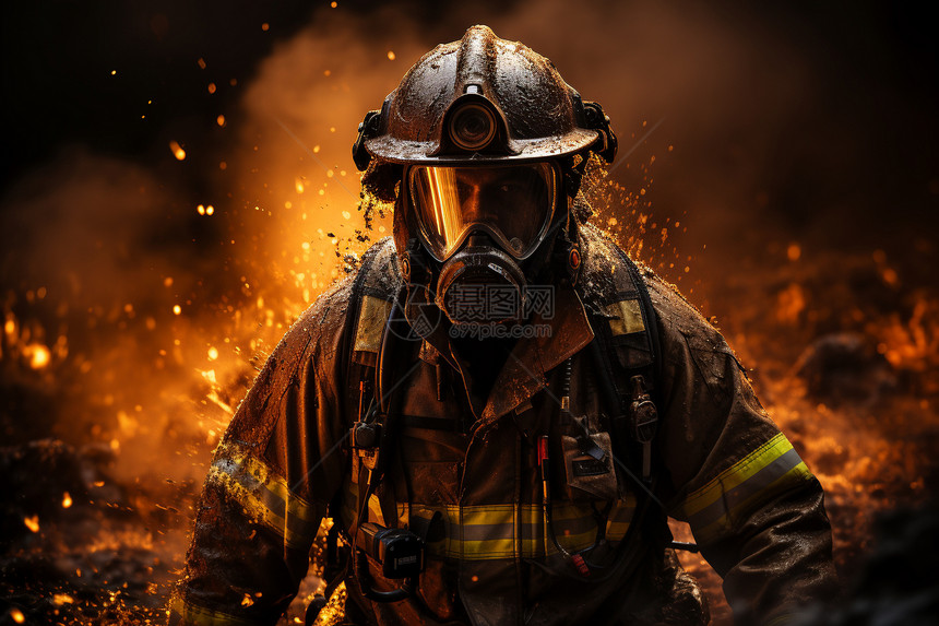 奋不顾身冲进火场的消防员图片