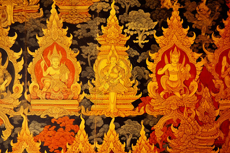 泰国壁画泰国古代壁画手工背景