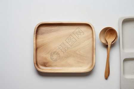 简单时尚的木制餐具图片