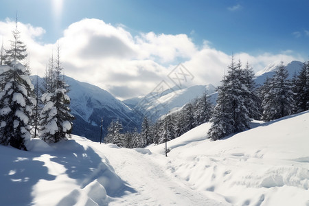 美丽的雪山景色背景图片
