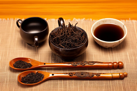 红茶和茶具图片