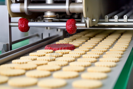 食品工厂自动化生产饼干背景