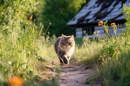 土灰色宠物小猫背景