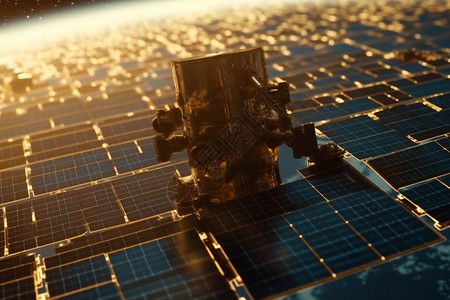 宇宙空间站的太阳能板背景图片