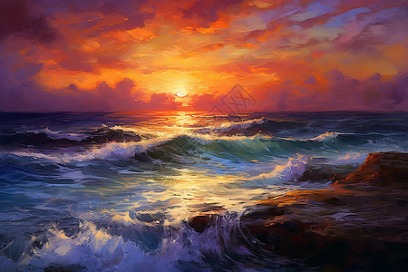 日落的大海风景背景图片