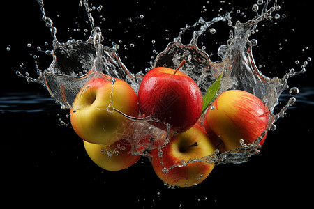 掉入水中的苹果背景