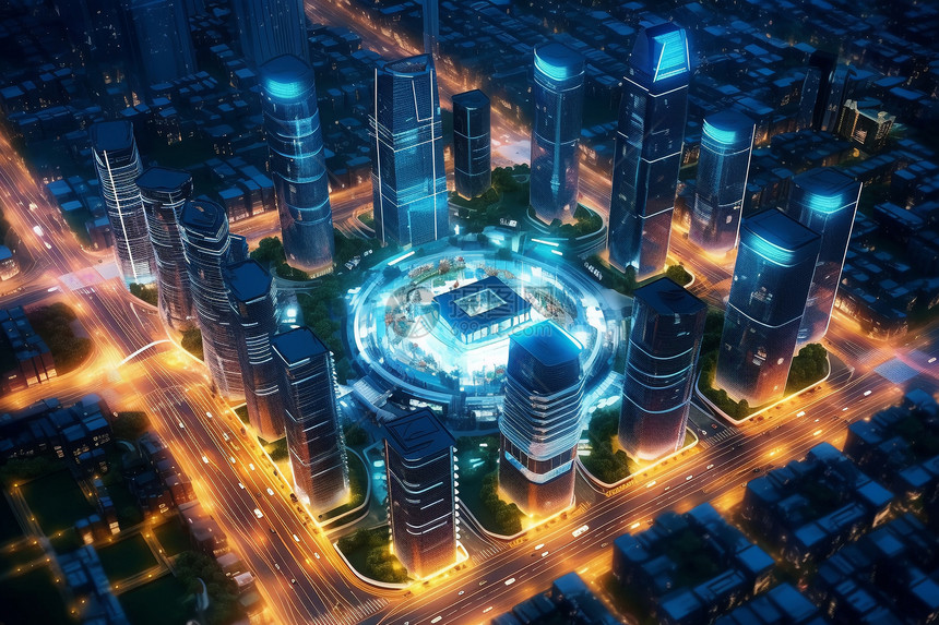未来派人工智能城市概念图图片