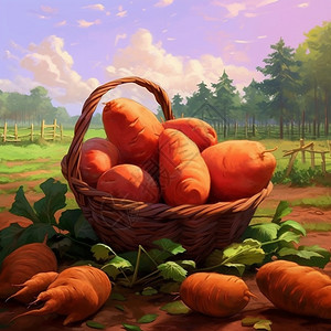 红薯农田艺术插图图片