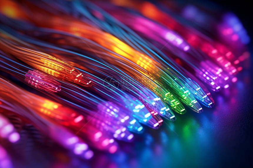 五颜六色的高科技光纤电缆图片