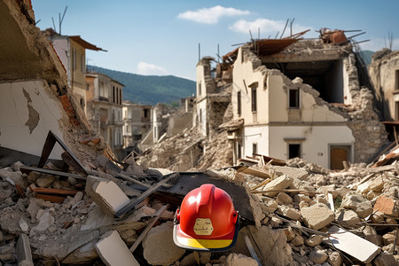 地震紧急救援破碎不堪的废墟背景