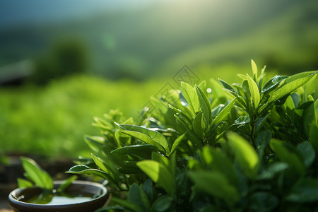 茶生产素材茶地生长茶叶背景