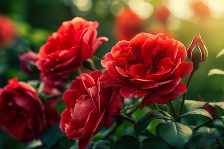 花园里盛开的玫瑰背景图片